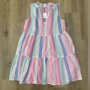 Crewcuts Pink and Blue Striped swim cover-up dress XXL NWT
